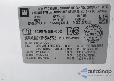 2017 GMC Terrain Sle-1 из США, поврежденный, VIN 2GKALMEK7H6346728